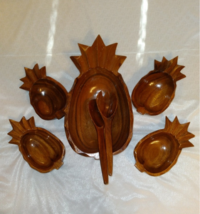 Wood Pineapple <b>Bowl</b> <b>Dessert</b> <b>Set</b> Customized Decorative Tabletop decoration item Wood <b>Bowl</b> Hot Sale - Product Image 6