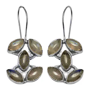 Boucles d'oreilles pendantes géométriques Art Palace en argent 925 avec pierres naturelles, style vintage, bijoux de mariage pour femmes - Product Image 2
