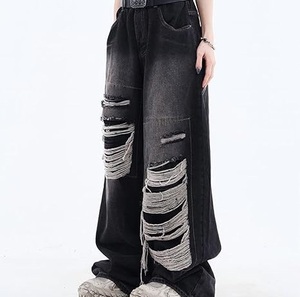 High Quality Distressed Baggy Drop Crotch Stack Denim Jeans Streetwear Vintage Baggy Pants Plus Size Trainer Jogging Baggy Pants - Product Image 5