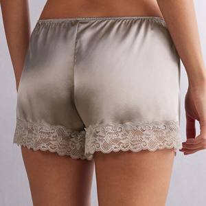 Pantalones cortos finos informales de algodón transpirable para mujer, pantalones cortos de seda suaves con cordón elástico para mujer - Product Image 6