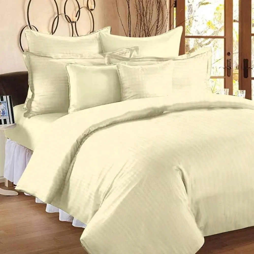 210 Tc Cotton Satin Stripes Plain Flat DoubleとBedsheet 2 Pillow Covers