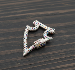 Dijes de Plata de Ley 925 con Baño de Rodio y Oro con Símbolo de Rupia y Circonitas Multicolores, con Cierre de Mosquetón - Product Image 5