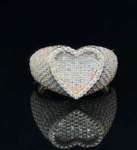 แหวนทองคำ 14k รูปหัวใจประดับเพชรทรงกลมสำหรับเจ้าสาว แหวนเงินแท้ประดับมอยส์ซาไนต์ ดีไซน์ใหม่สำหรับผู้หญิง - Product Image 1