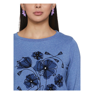 Women's Floral Printing Sweatshirt New Design Full Sleeve <b>Winter</b> Autumn Wears Acid Wash Technics Reasonable Price - Product Image 3