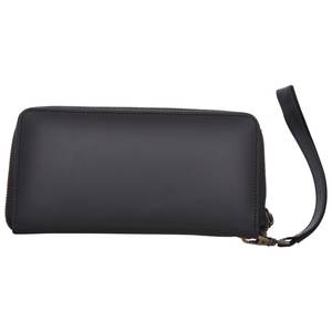 Portefeuille unisexe à fermeture éclair de haute qualité en cuir véritable RFID caractéristique luxe style long voyage couleur noire dames - Product Image 4