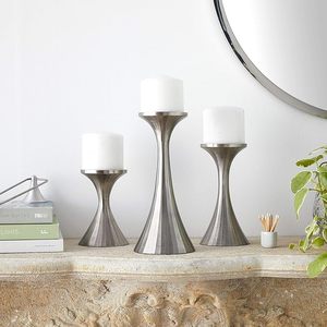 European Metal Classic Candleholder Polished Aluminum Candlestand with Decorative Finish for Christmas Festivities - Product Image 2