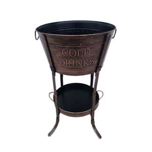 Refroidisseur de boissons de seau à glace de décoration de jardin d'hôtel à la maison pour l'usage de partie à la maison refroidisseur de vin galvanisé par fer de forme ovale avec le support - Product Image 3