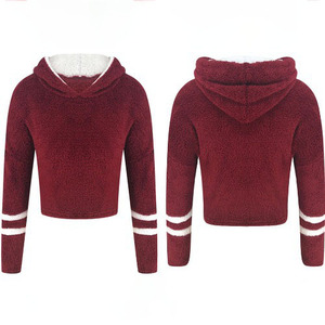Sudaderas con capucha de lana de cordero de otoño e invierno con diseño de logotipo personalizado OEM para mujer con cuello levantado y colocación de logotipo frontal MOQ 2 uds. - Product Image 1