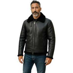 Chaqueta de piel de oveja premium con forro de piel de cabra natural, chaqueta de invierno personalizada para hombre - Product Image 1