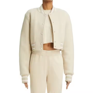 Veste universitaire courte décontractée pour femmes coupe-vent en laine respirante pour été adulte grande taille imprimé techniques - Product Image 1