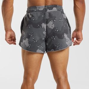 Short Longueur Bord Brut Finition à l'ourlet Cordon élastique Taille Sueded Cotton Terry Camo Pocket Shorts - Product Image 3