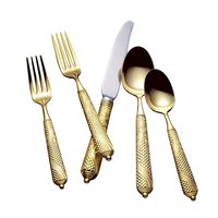 Ensemble de couverts en acier inoxydable doré, parfait pour améliorer l'esthétique de la cuisine et les présentations de table partout