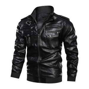 Spring Autumn Multi-pocket PU <b>Leather</b> Jackets for Men Clothing Punk Style High Street Motorcycle Jacket <b>Coats</b> - Product Image 1