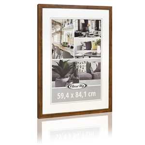 Cadre d'affiche en bois de chêne foncé de style classique 59,4 x 84 cm DIN A1, cadre photo créatif à suspendre pour usage domestique avec façade en verre - Product Image 4