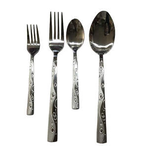Sleek American Style Stainless Steel <b>Flatware</b> 5 Pcs Eco-Friendly Elegant Design Silver - Product Image 2