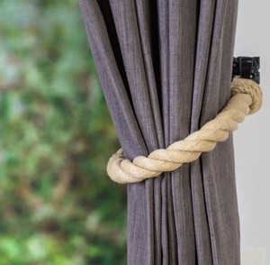 Extra Thick Beige Hemp Rope <b>Curtain</b> Tiebacks - Chunky Tie Back - Product Image 2
