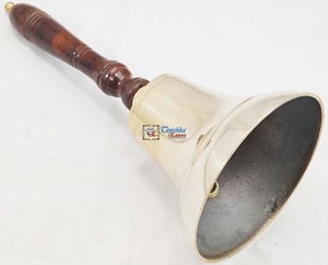 Campana de mano pulida de latón de alta calidad con mango de madera para templos escolares Artículo de regalo hecho a mano con precio al por mayor - Product Image 5