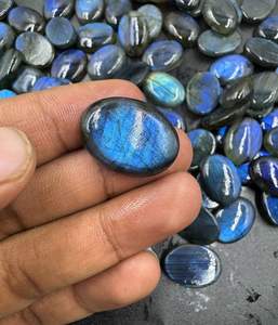 Labradorita Natural llamativa azul, forma ovalada suave, cabujón de 18x25mm, piedras preciosas sueltas de alta calidad para la fabricación de joyas, lote al por mayor - Product Image 1