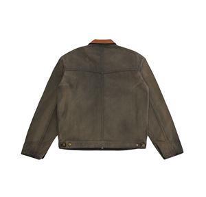 Chaqueta de trabajador de lona resistente de gran calidad con cuello vuelto abotonado Denim logotipo personalizado Casual decoración de bordado al aire libre - Product Image 2