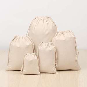 Plain Cotton Drawstring Bag Eco Friendly Woven Backpack Beige Color Simple Design for Everyday Use Best Price Wholesale OEM - Product Image 2