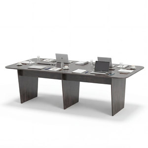 Contemporary Minimalist Rectangular Meeting <b>Table</b> 240x120cm with Rubber Wood Legs for Conference Room & Hotel-BH68009 - Product Image 1