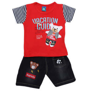 Costume pour nouveau-né garçon 2 pièces - Rouge - Product Image 1