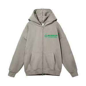 Wholesale Best Quality Full Zip Hoodie Heavyweight Custom Design Solid Colors 100%Cotton Fleece Breathable Hoodies & Sweatshirts - Product Image 2