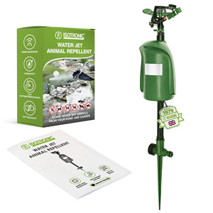 Répulsif d'animaux sans danger à piles avec détecteur de mouvement, étanche, portée de pulvérisation de 10 m, pour jardin, cerfs, lapins, écureuils, oiseaux, en plastique - Product Image 1