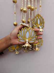 Trending <b>Ball</b> Pom Pom <b>String</b> With Beads and Jhumki Tassel for Christmas Decoration Wall Hanging for Pooja Backdrop Event Decor - Product Image 4