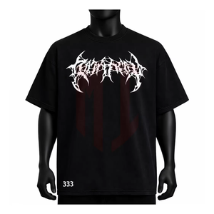 Men's Black <b>Gothic</b> Style <b>T</b>-<b>Shirt</b> Solid Pattern Screen Printed O-Neck Short Sleeve Loose Fit Washed Breathable Cotton Jersey Tee - Product Image 1