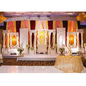 Modern Wedding Stage Back-<b>frame</b> London Western Wedding White <b>Frame</b> Stage Asian Wedding Fiber <b>Backdrop</b> Stage - Product Image 1