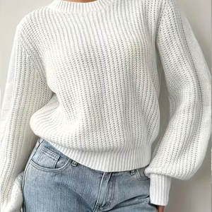 Suéter Vintage Suave para Otoño, Invierno y Primavera, Corte Holgado, Cuello Redondo, Sin Elástico, para Uso Diario y Formal, con Logotipo Frontal - Product Image 5