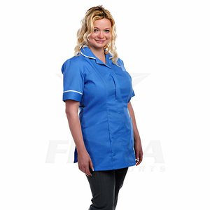 Uniforme de hospital personalizado para mujer al por mayor juego de exfoliante de higos de enfermería cuello vuelto con tubería blanca túnica de enfermera sanitaria - Product Image 4