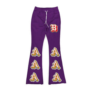 Pantalones de chándal acampanados personalizados para hombre con letras de parche bordado de chenilla Ropa de calle de moda Joggers de lana de algodón de diseñador personalizado - Product Image 6