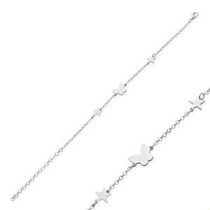 Pulsera con Dijes de Diseño de Mariposa de Forma Simple, Chapada en Rodio, Moderna para Mujer, Turca, Hecha a Mano, de Plata de Ley 925 - Product Image 5