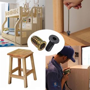 Inserts filetés d'écrou de vis de meubles pour le bois, inserts en bois filetés d'écrou Connecteur de fixation de boulon Entraînement à six pans creux Écrous à visser - Product Image 3