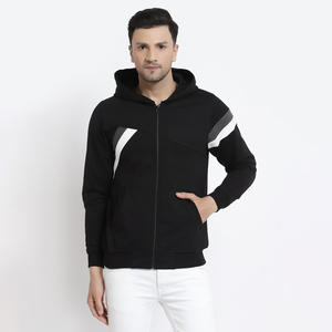 Sudadera con capucha y cremallera de gran tamaño para hombre, nueva moda, Top informal con algodón 100% transpirable y térmico de Color sólido para invierno - Product Image 1