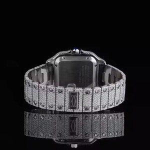 Montre mécanique automatique de luxe haut de gamme pour homme Boîtier carré style hip hop glacé plein de diamants Cadran romain en acier inoxydable - Product Image 3