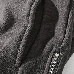 Vente chaude hommes demi fermeture éclair pull sweat sur mesure plaine contraste tissu couleurs quart fermeture éclair pull à capuche solide - Product Image 5