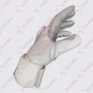 Guantes de bateo de cuero con puño largo de color blanco y gris de la mejor calidad para entrenamiento de béisbol y softbol - Product Image 4