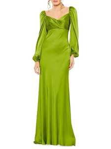 Vestido de Noche Largo y Elegante con Escote Corazón y Mangas Largas para Mujer, Estilo Formal y Lujoso, Ideal para Fiestas de Gala y Promociones - Product Image 3