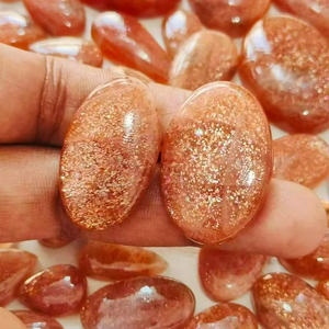 Pierre de soleil orange naturelle, forme mixte, cabochon poli, pierre précieuse en vrac, lot de pierres de soleil en gros pour bijoux ou cadeau pour elle - Product Image 2