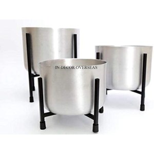 Maceta de Metal con revestimiento en polvo de Color negro y chapado en oro de diseñador de textura antigua de forma redonda para decoración de mesa de hogar y oficina - Product Image 6