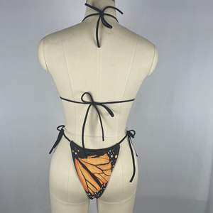 2025 personnalisé papillon imprimé <span class=keywords><strong>Mini</strong></span> Micro brésilien deux pièces Bikini européen et américain plage femmes <span class=keywords><strong>fendu</strong></span> <span class=keywords><strong>string</strong></span> maillot de bain - Product Image 6