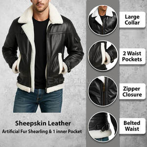 Chaqueta de Cuero y Piel para Hombre Hecha a Medida con Logotipo Personalizado en la Parte Delantera, Chaqueta de Invierno de Primera Calidad Ecológica de Pakistán - Product Image 6