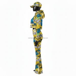 Ensemble de survêtement pour femmes en polyester et élasthanne de qualité supérieure, 280 GSM, polaire doux, imprimé intégral, jaune et bleu, logo personnalisé, survêtements grande taille - Product Image 3