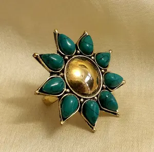 Wholesale supplier manufacturer of Brass jewelry turquoise stone ring for women