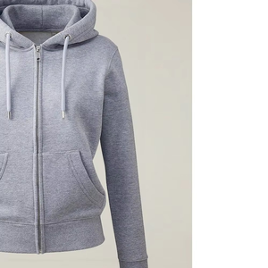 Sweat-shirt décontracté pour femme, coupe régulière, polaire respirant, fermeture éclair, avec poche kangourou et logo sur le devant - Product Image 4