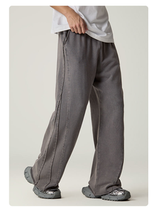 กางเกงลำลองผู้ชายสไตล์สตรีทพิมพ์โลโก้ตามสั่ง ทรงตรง ใส่สบาย ผ้าแคนวาสเนื้อปานกลาง 100% ผ้าฝ้าย MOQ ต่ำ ราคาถูก - Product Image 3