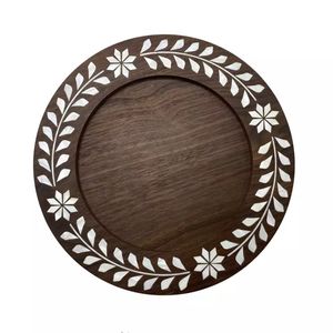 Venta al por mayor de calidad de madera incrustada de nácar y bandejas de servicio de MDF para hoteles y restaurantes para utensilios de cocina en la India - Product Image 4